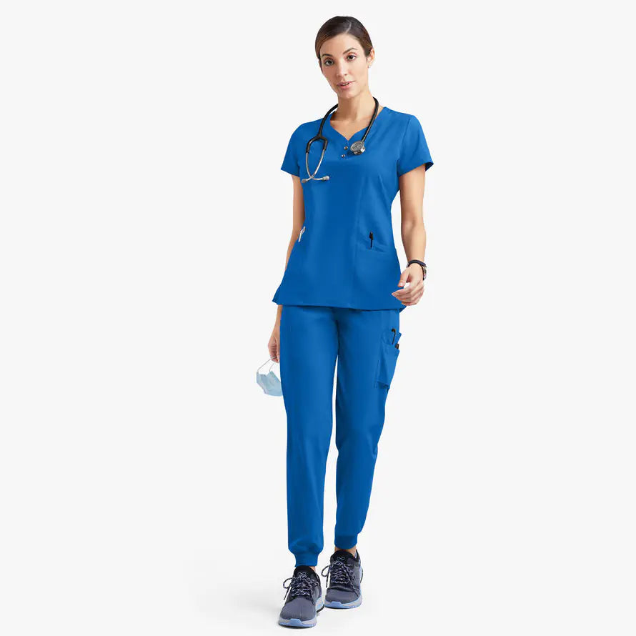 Premium Cotton-Blend Medical Scrubs Set - Short Sleeve Doctor & Nurse Workwear