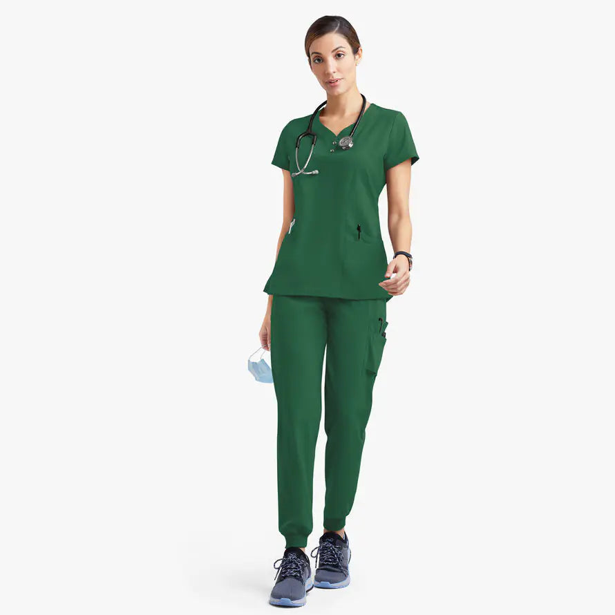 Premium Cotton-Blend Medical Scrubs Set - Short Sleeve Doctor & Nurse Workwear
