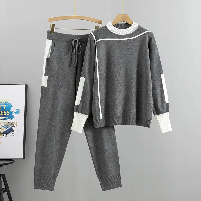 2024 Women's Plus Size Fashion Knit Two-Piece Set