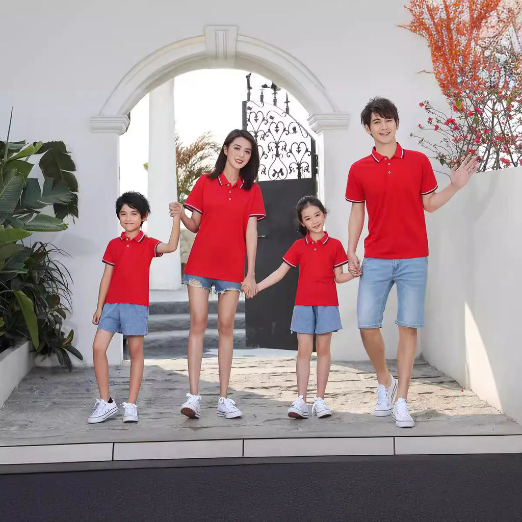 Customizable Family Matching Polo T-Shirts - High-End Quality