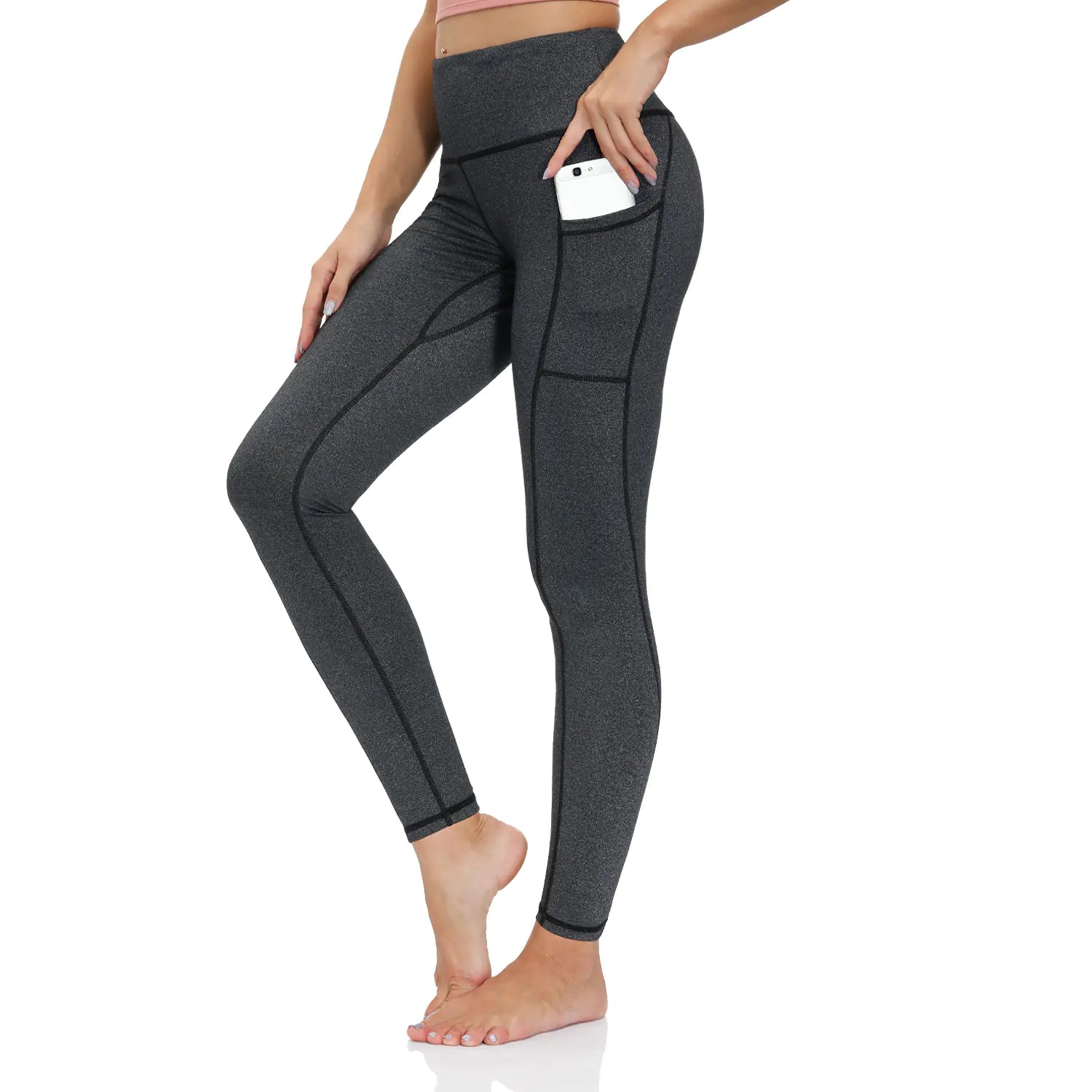 High-Waist Stretch Fitness Pants in Nude (Nine-point)