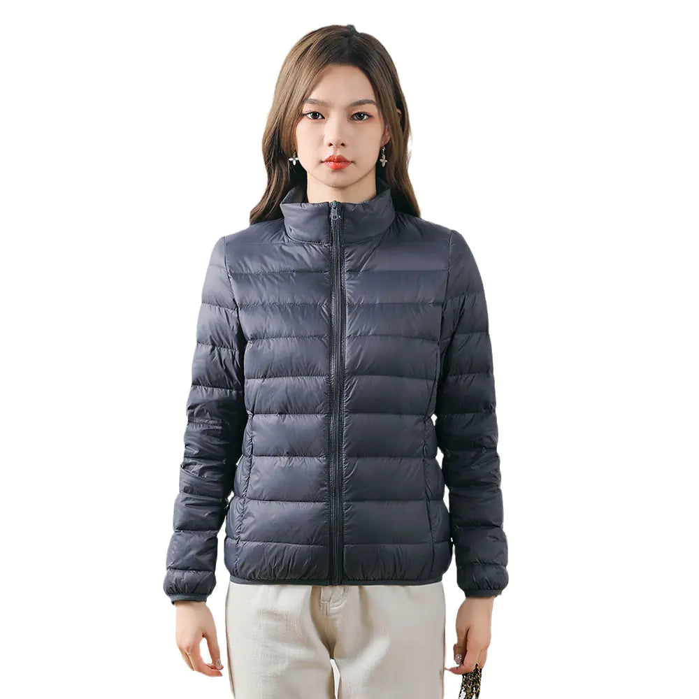 Lightweight Women's Down Jacket with Stand Collar (Plus Size)
