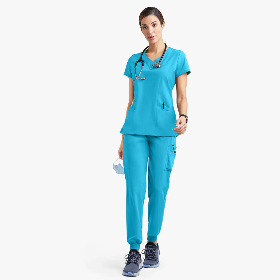 Premium Cotton-Blend Medical Scrubs Set - Short Sleeve Doctor & Nurse Workwear