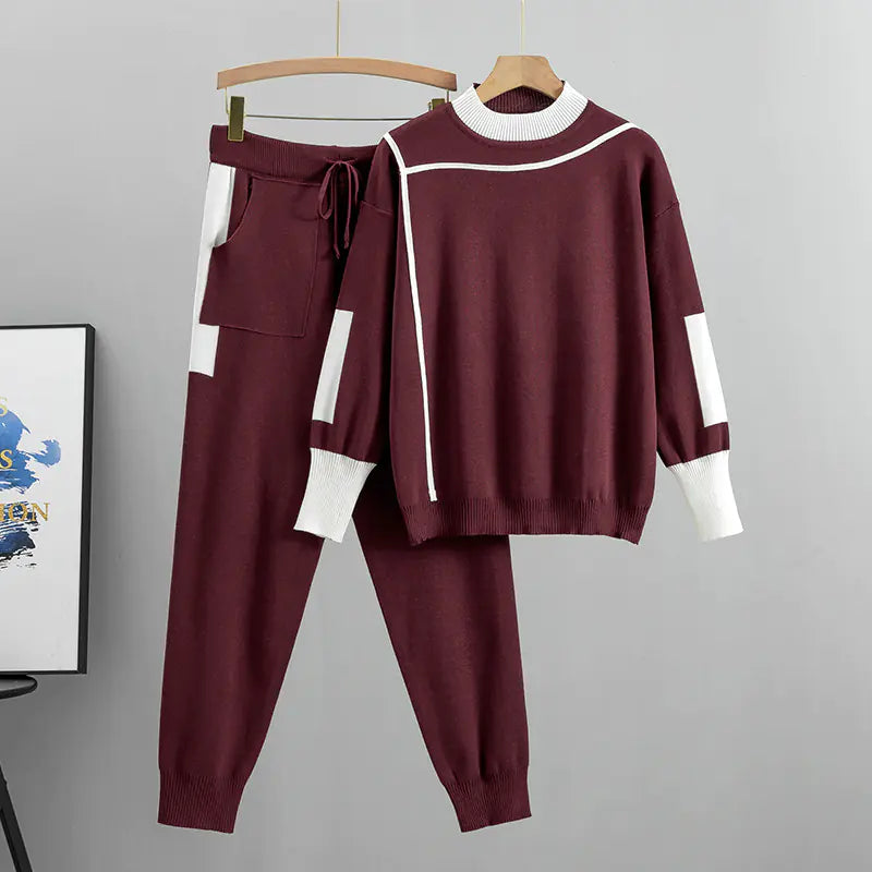 2024 Women's Plus Size Fashion Knit Two-Piece Set