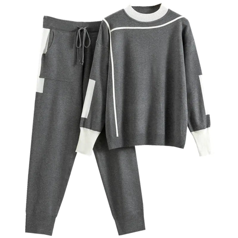 2024 Women's Plus Size Fashion Knit Two-Piece Set