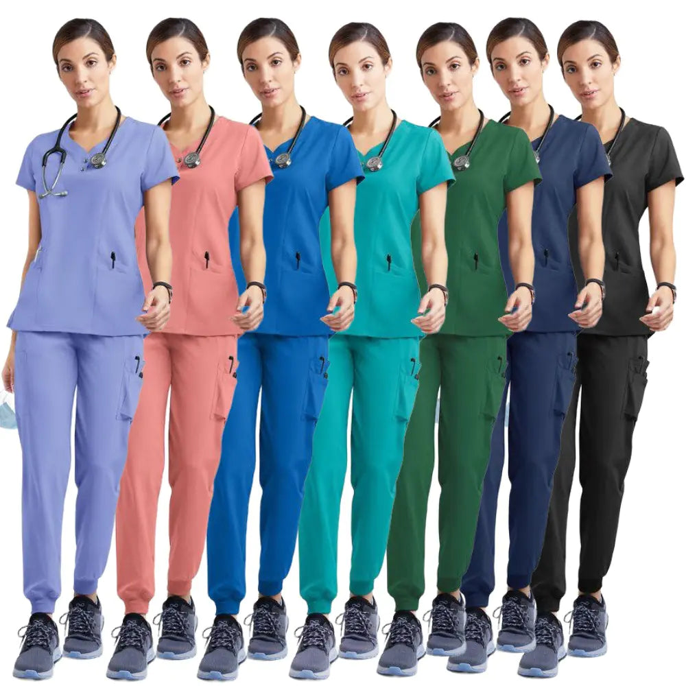 Premium Cotton-Blend Medical Scrubs Set - Short Sleeve Doctor & Nurse Workwear