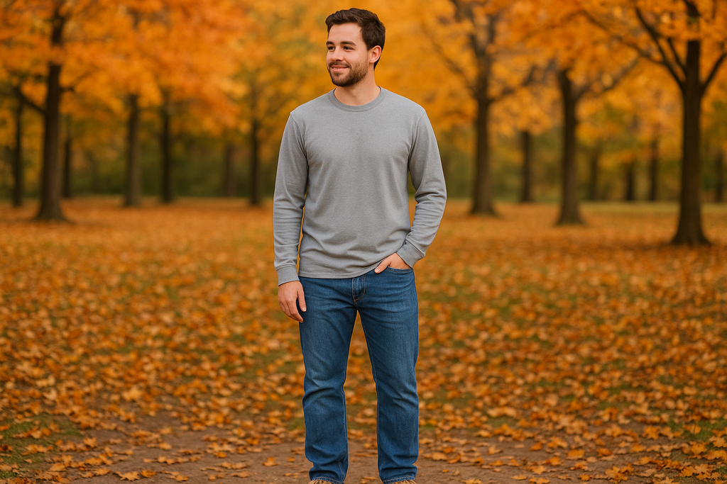 Men's Autumn Winter Long Sleeve Plain T-Shirt