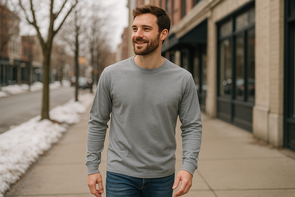 Men's Autumn Winter Long Sleeve Plain T-Shirt