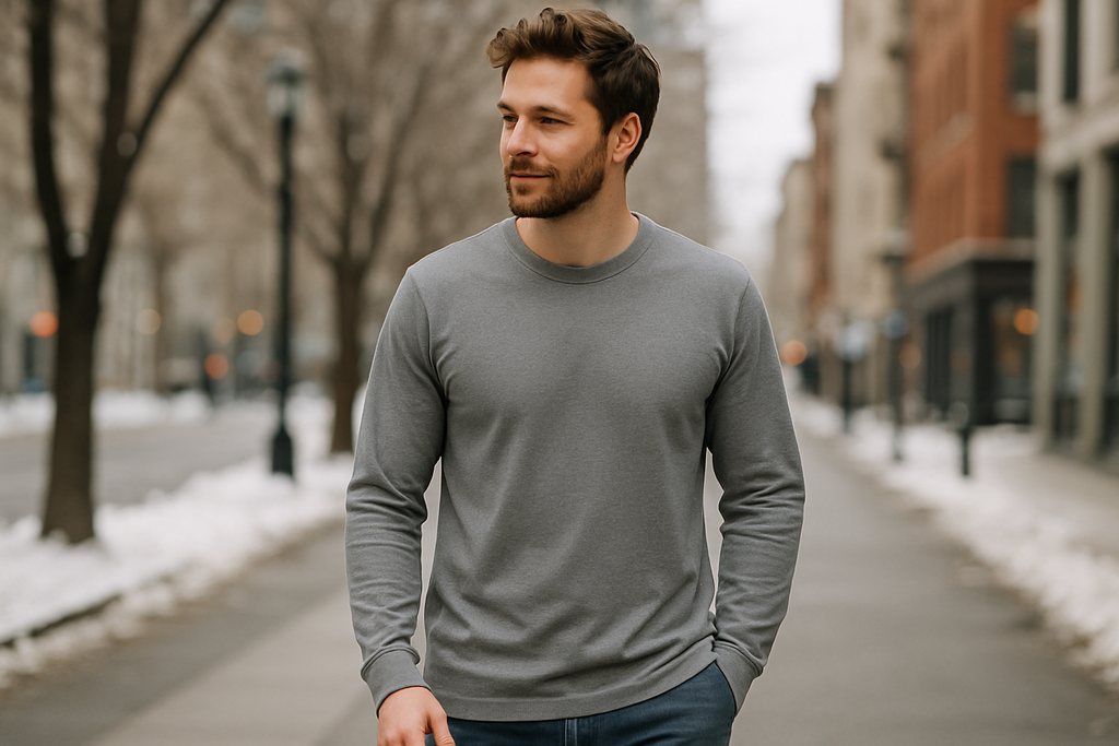 Men's Autumn Winter Long Sleeve Plain T-Shirt